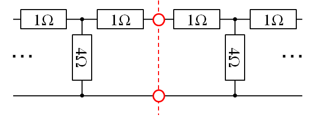 両方向無限段ラダー回路の対照的な切断2